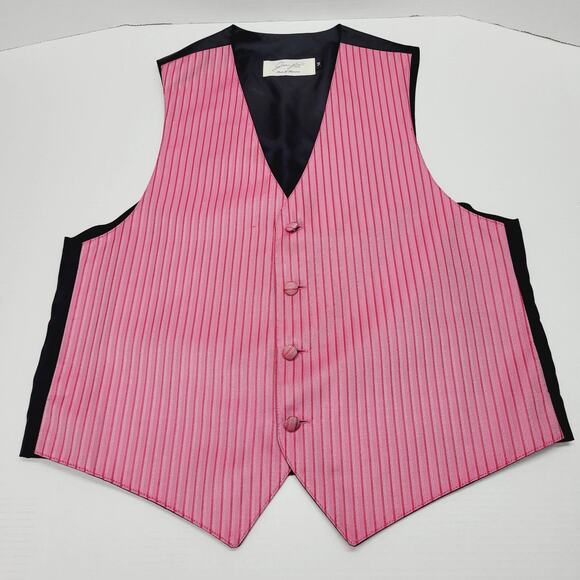 JEAN YAES PARIS Pour L Homme Medium Formal Wedding Tuxedo Prom Vest Pink Stripe - Picture 1 of 8